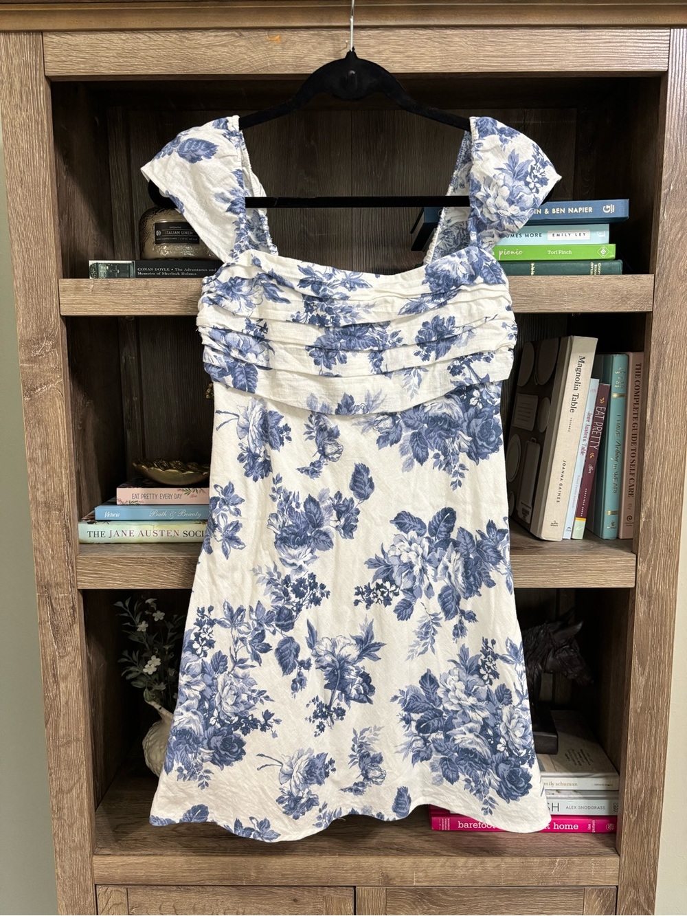Abercrombie & Fitch Emerson Cap-Sleeve Mini Dress with Blue Floral Print, Size S